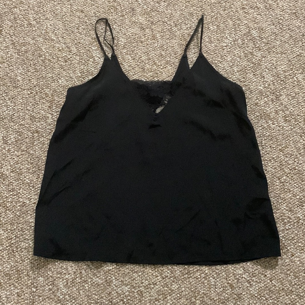Hollister silk black cami with lace detailing